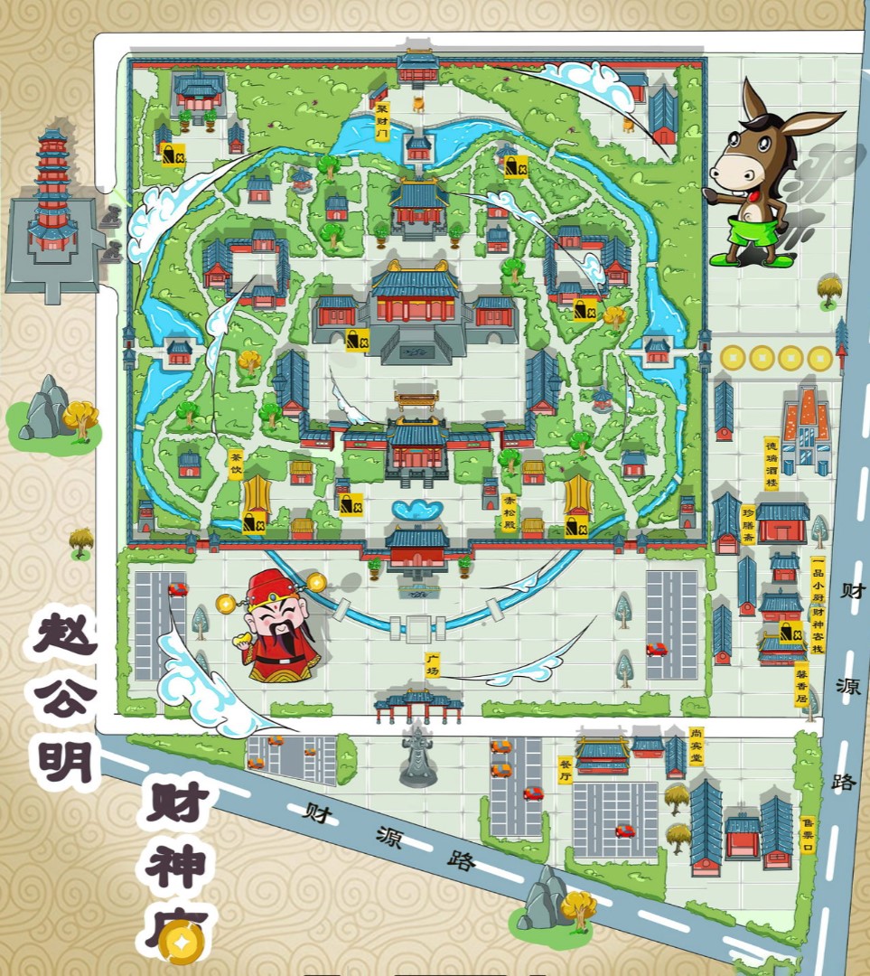 林西寺庙类手绘地图